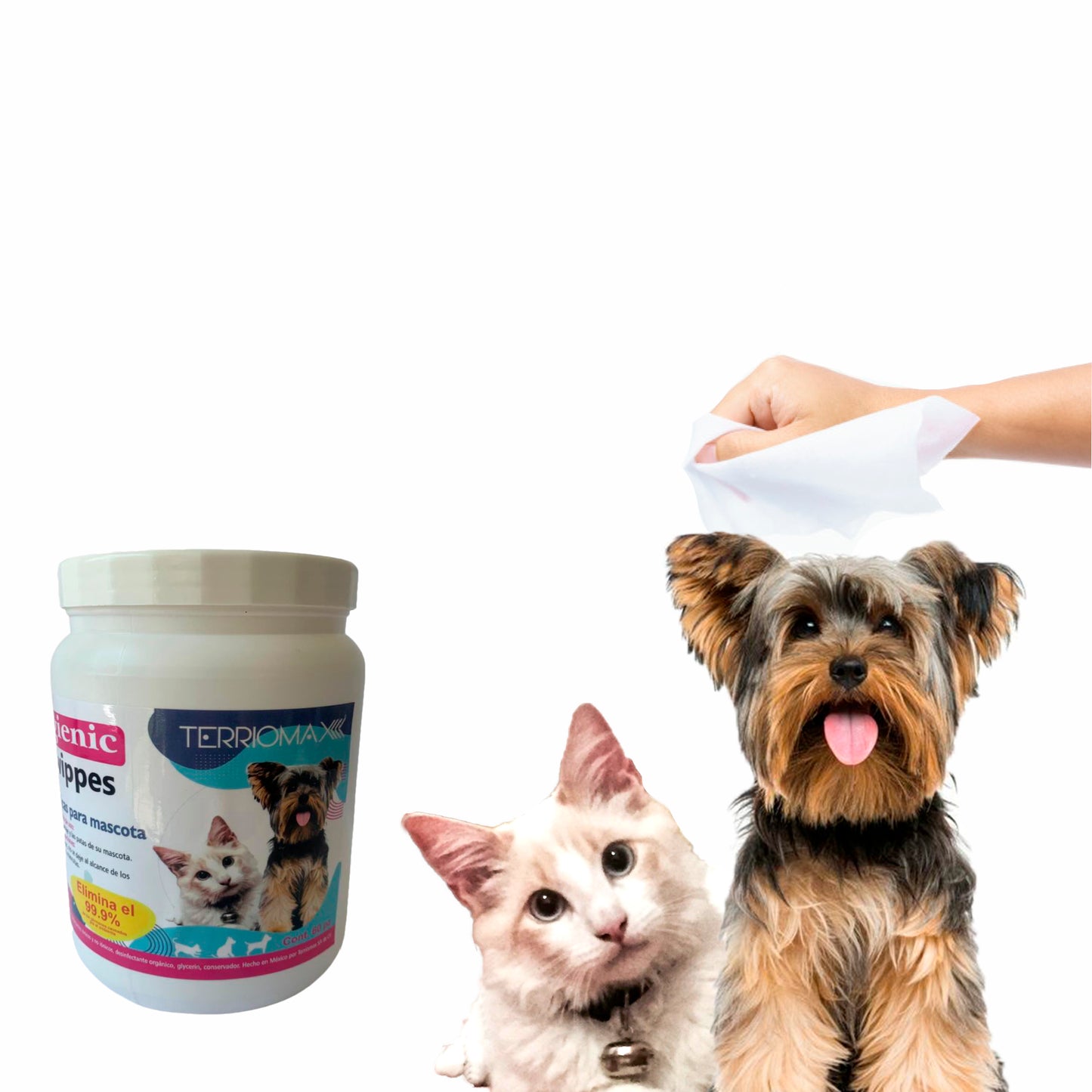 Set Toallitas para perro y gato 2 botes 120 piezas Máxima limpieza