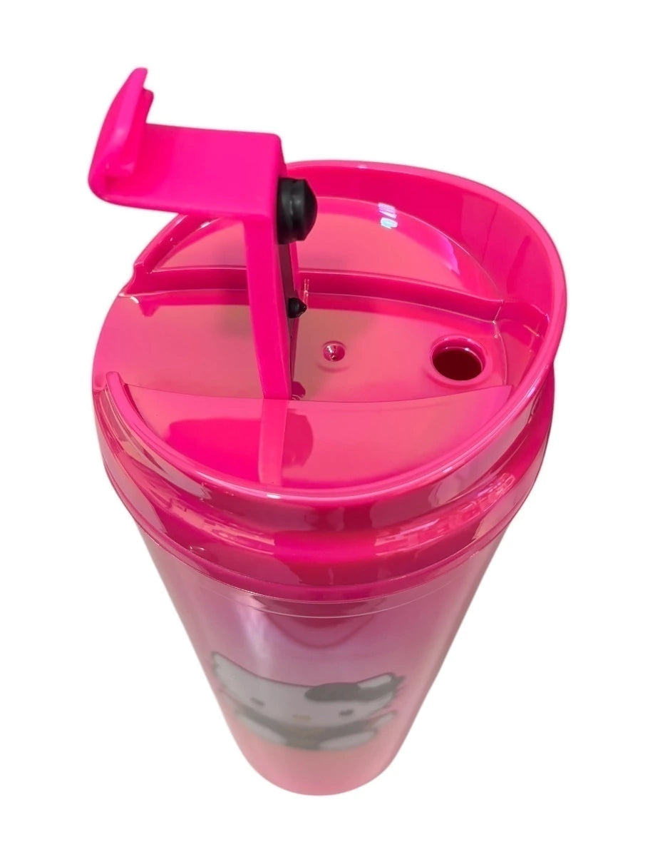 Termo de Acrílico con gliter color fucsia Hello Kitty
