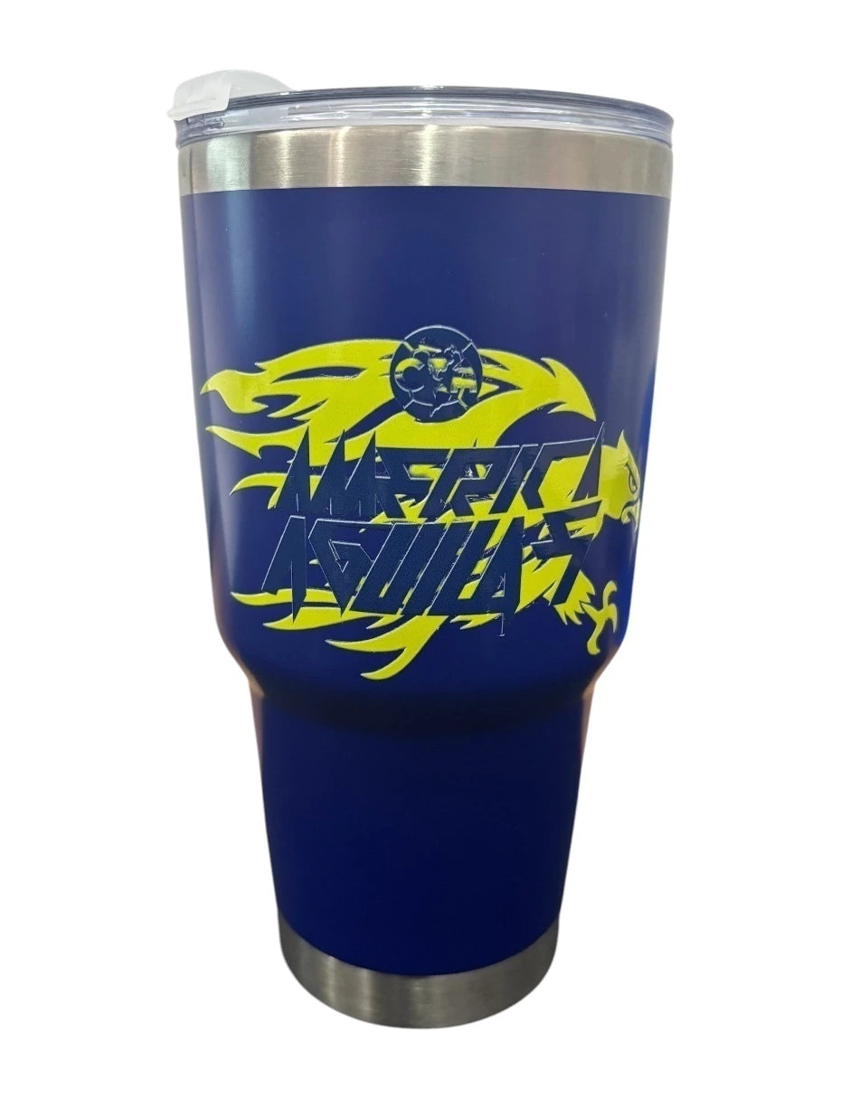 Termo de acero inoxidable Fartmex color Azul, Club de futbol América