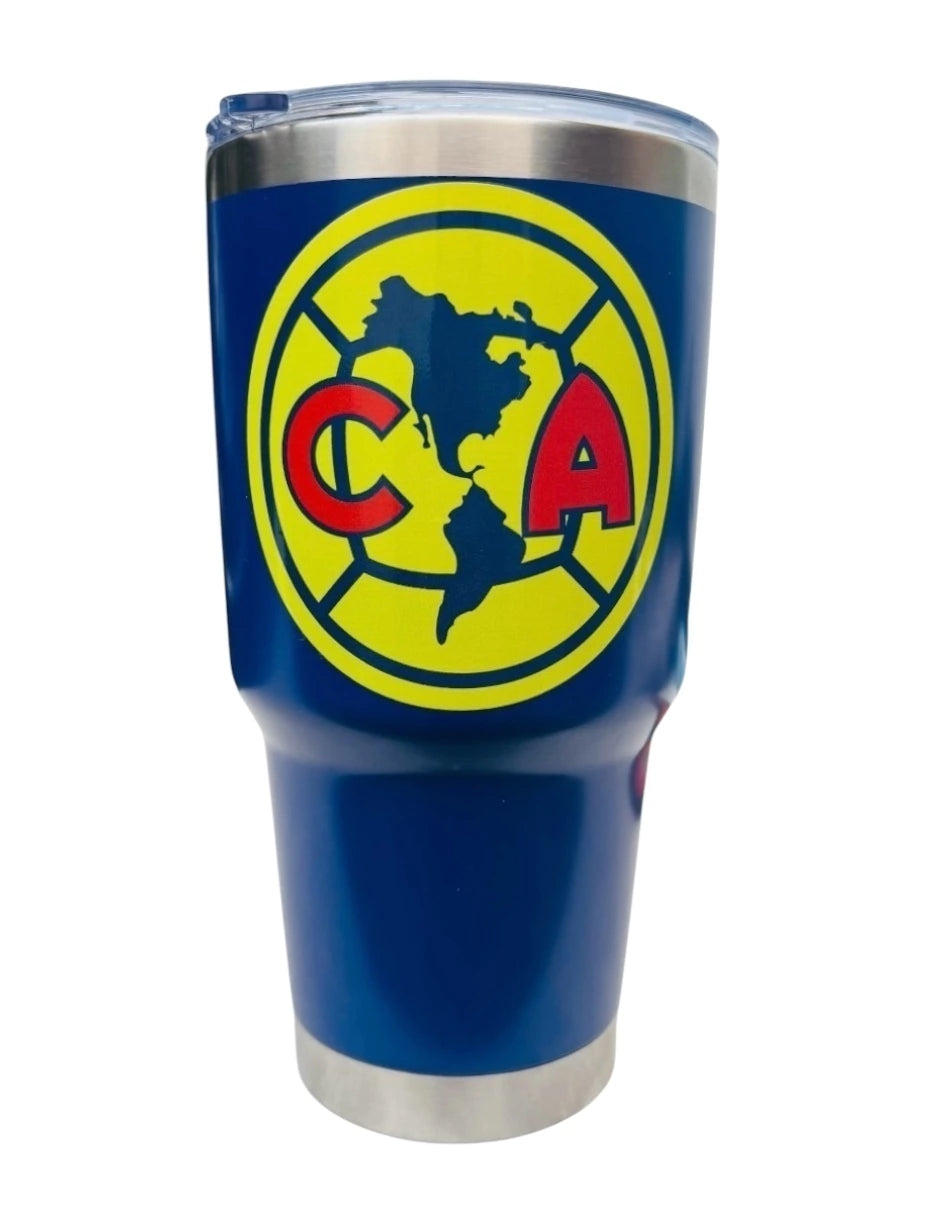 Termo de acero inoxidable Fartmex color Azul, Club de futbol América