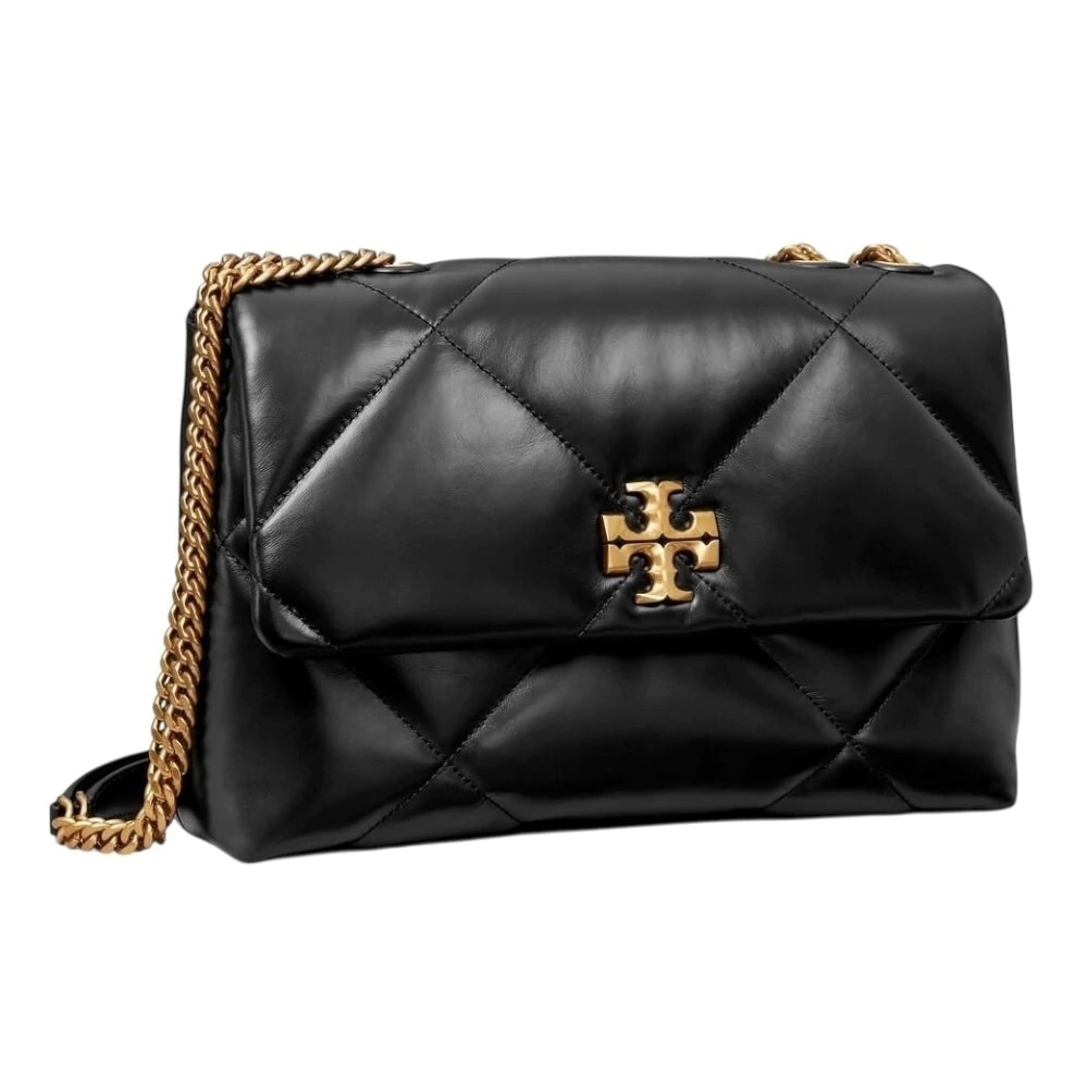 Bolsa Crossbody Tory Burch color negro con doble asa dorada ajustable
