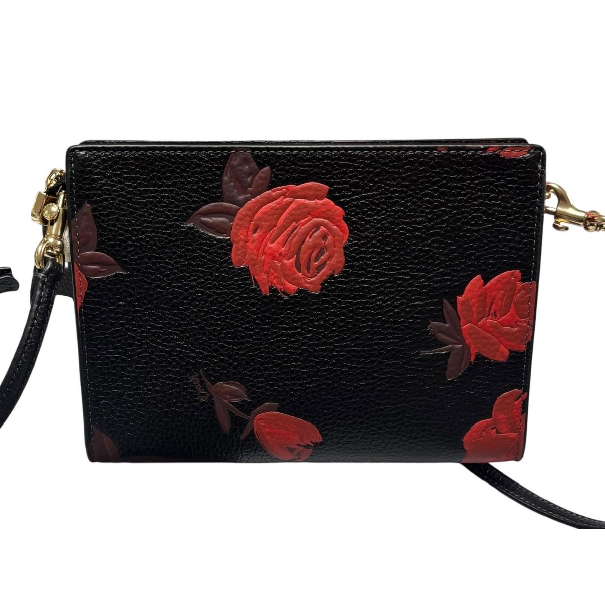 Bolsa Crossbody Coach Color Negro Con Rosas Rojas