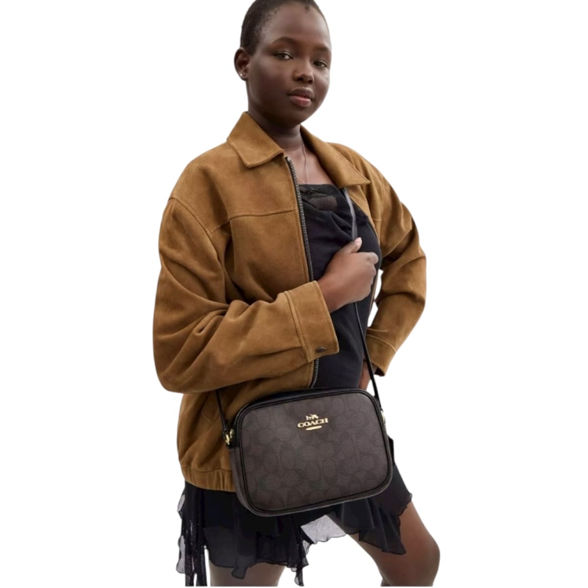 Bolsa Crossbody Mediana Coach Color Café Jaime