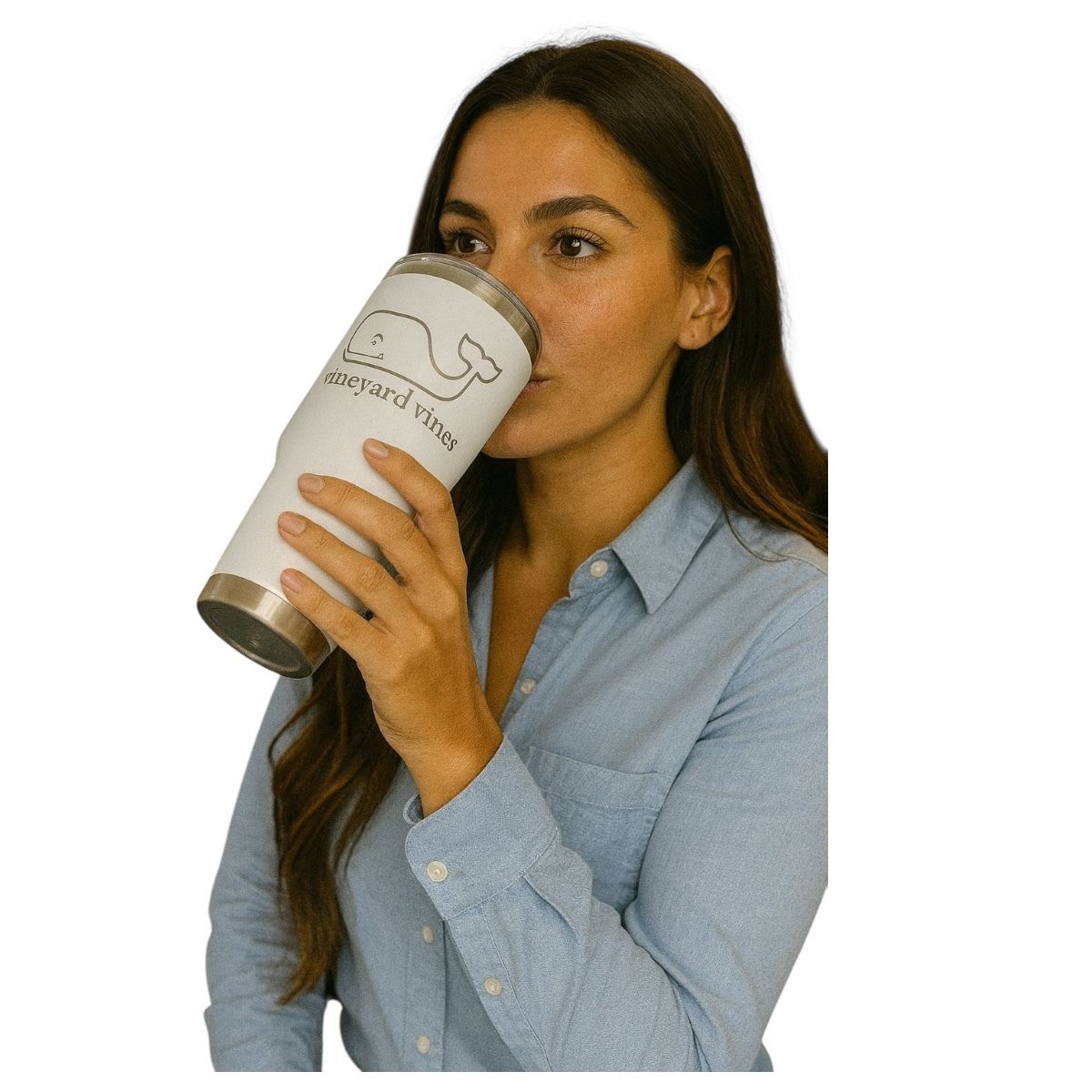 Termo De Acero Inoxidable Macarena Brand Color Blanco Vineyard Vines 887 Mililitros