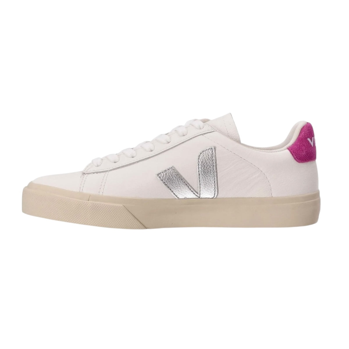 Tenis De Campo Veja Color Blanco Con Logo Plateado Y Detalles Fucsia