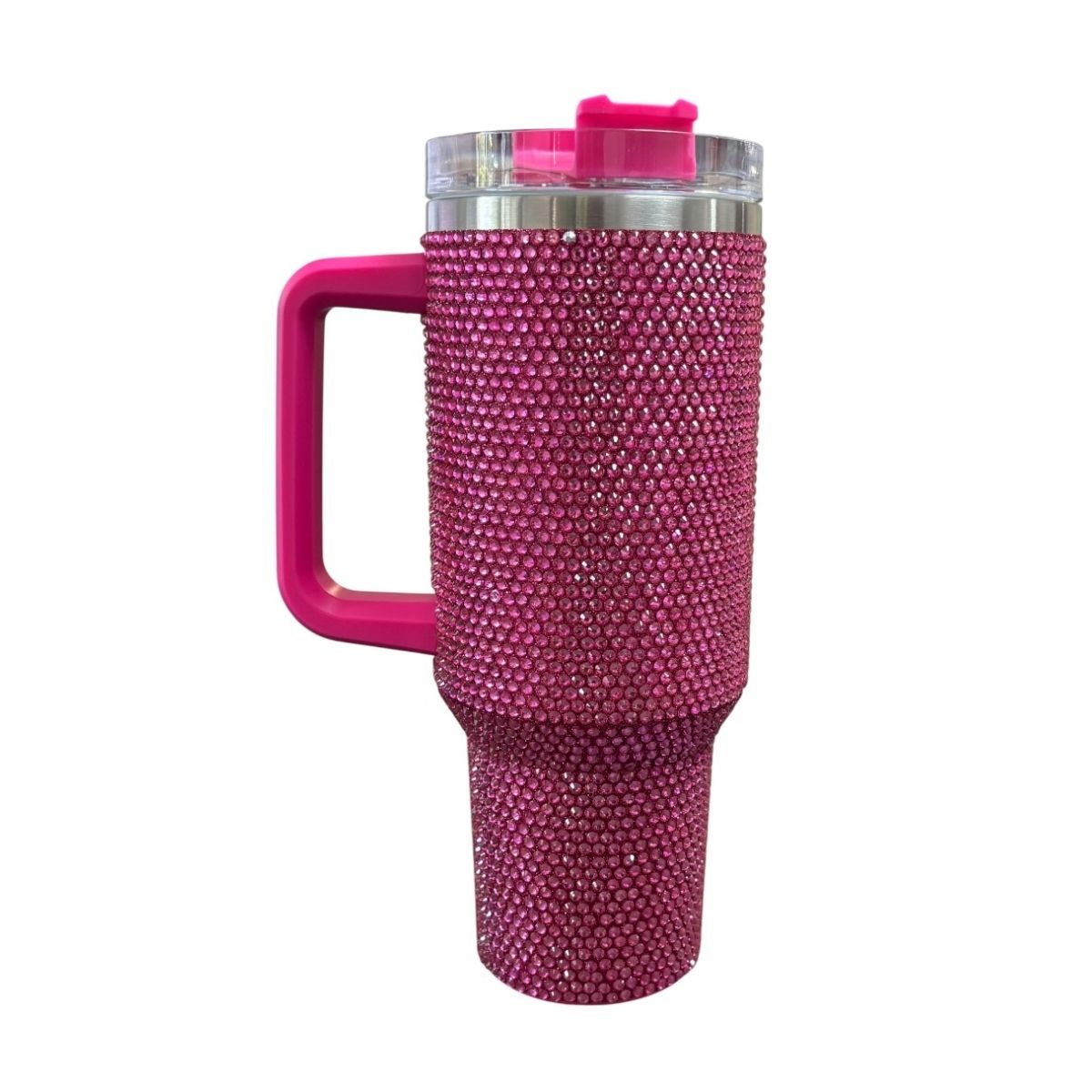 Termo De Acero Inoxidable Macarena Brand Color Rosa Fucsia Brillante Con Cristales