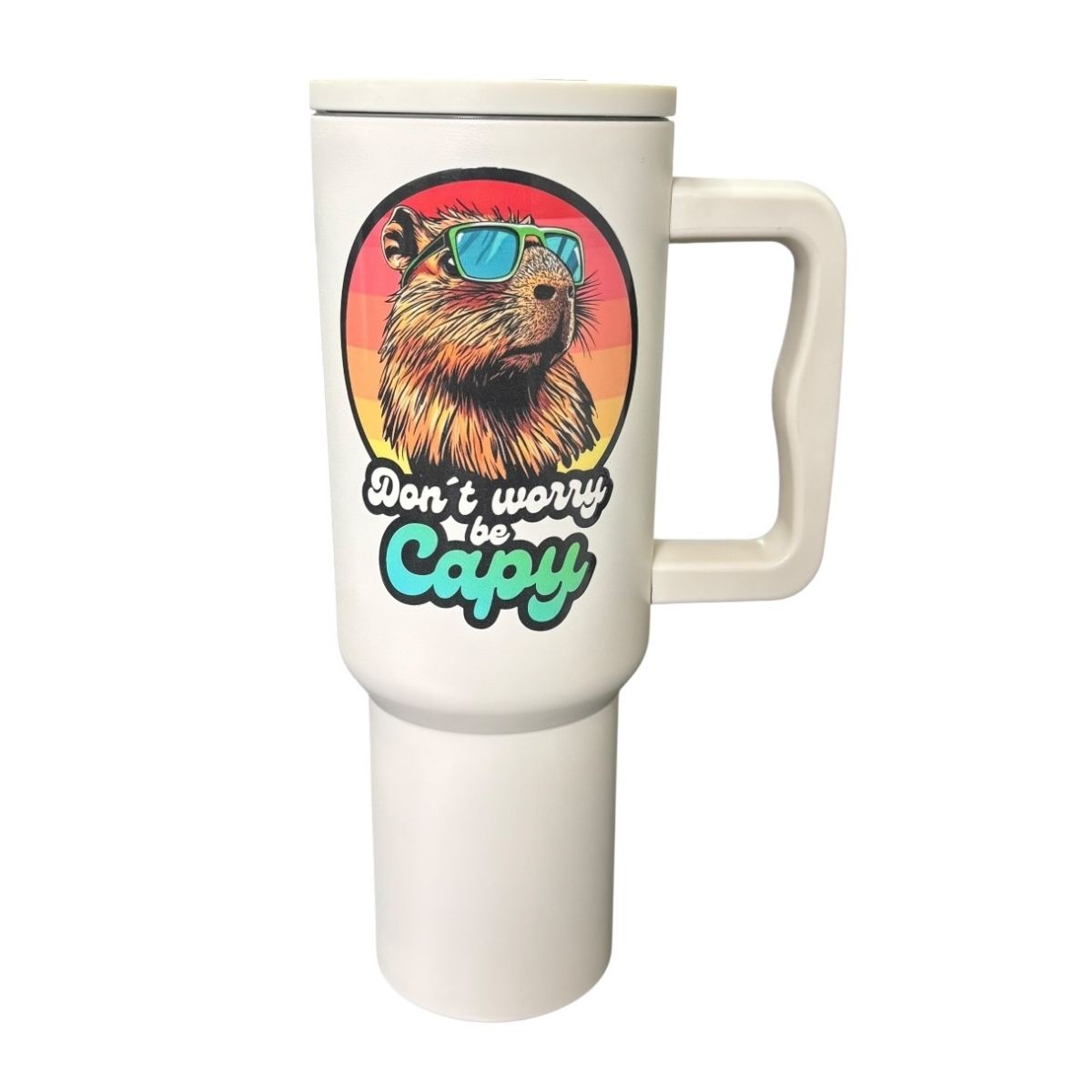 Termo De Acero Inoxidable Macarena Brand Color Blanco Mate Capibara 1.2 Litros