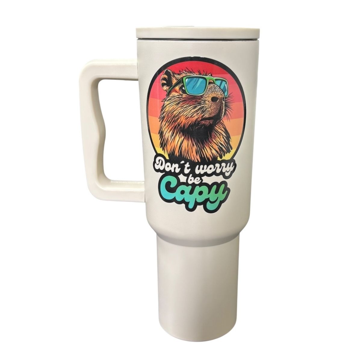 Termo De Acero Inoxidable Macarena Brand Color Blanco Mate Capibara 1.2 Litros