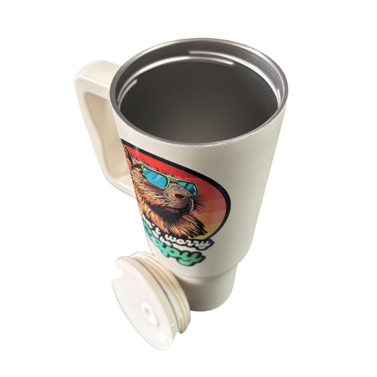 Termo De Acero Inoxidable Macarena Brand Color Blanco Mate Capibara 1.2 Litros