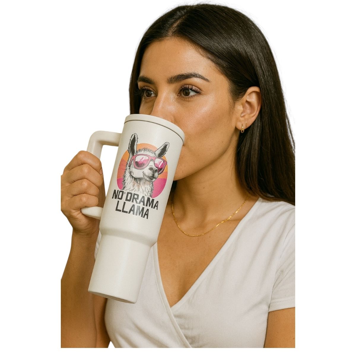 Termo De Acero Inoxidable Macarena Brand Color Blanco Mate Llama 1.2 Litros