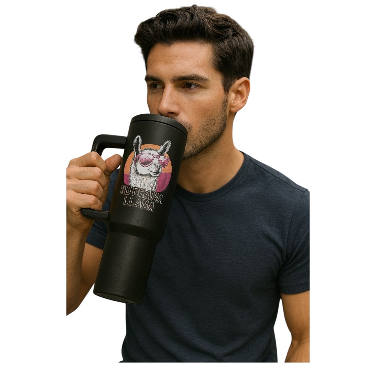 Termo De Acero Inoxidable Macarena Brand Color Negro Llama 1.2 Litros