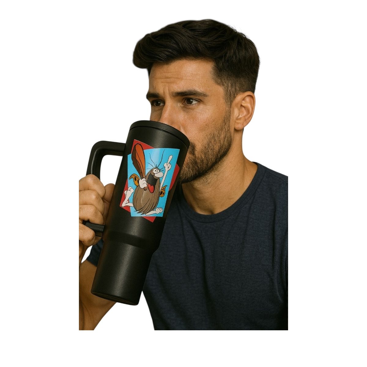 Termo De Acero Inoxidable Macarena Brand Color Negro Captain Caveman 1.2 Litros