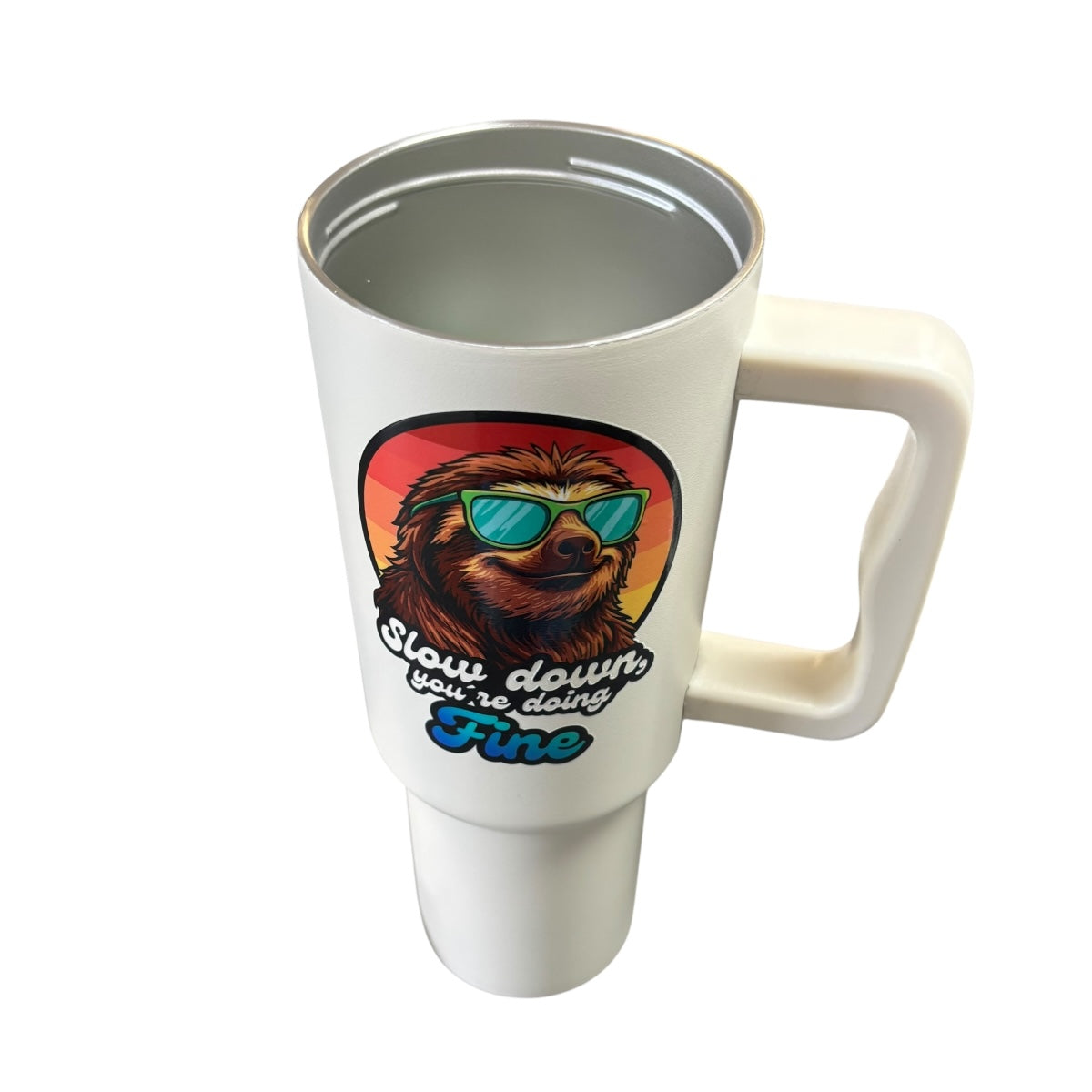 Termo De Acero Inoxidable Macarena Brand Color Blanco Mate Perezoso 1.2 Litros