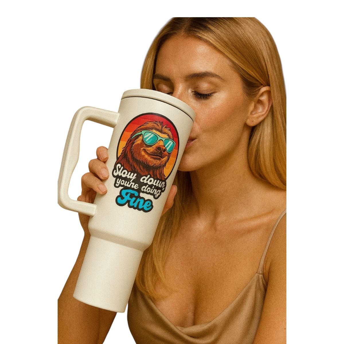 Termo De Acero Inoxidable Macarena Brand Color Blanco Mate Perezoso 1.2 Litros