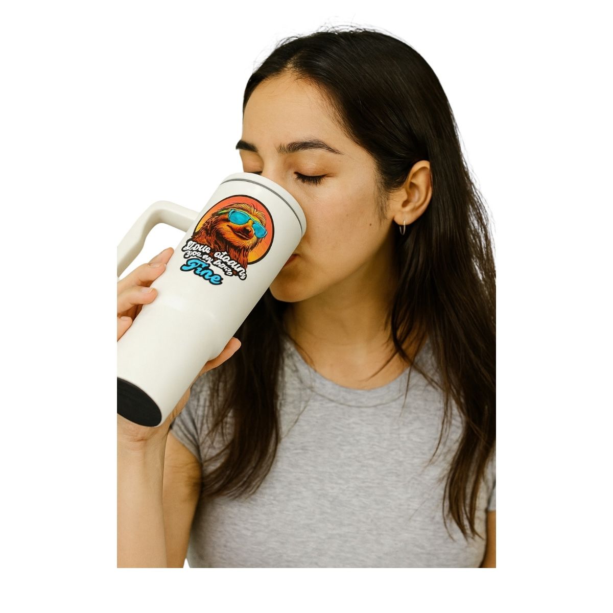 Termo De Acero Inoxidable Macarena Brand Color Blanco Mate Perezoso 1.2 Litros