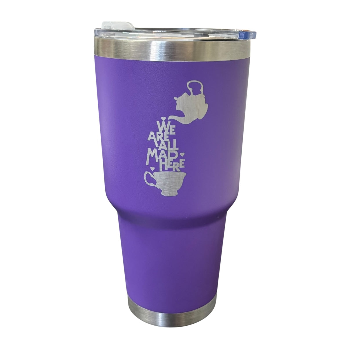 Termo De Acero Inoxidable Macarena Brand Color Morado Gato Risón 887 Mililitros