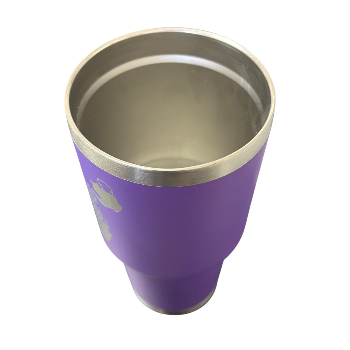 Termo De Acero Inoxidable Macarena Brand Color Morado Gato Risón 887 Mililitros