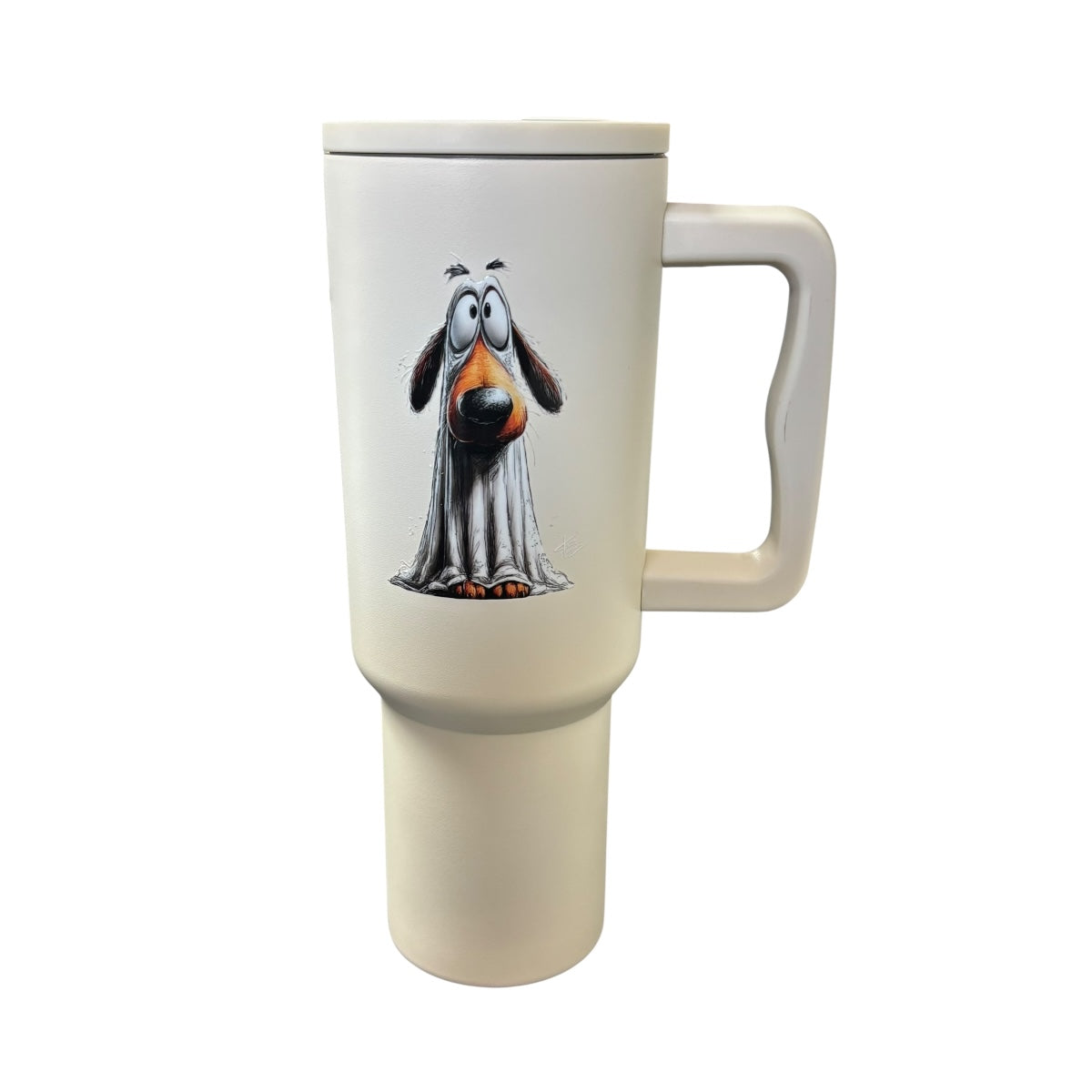 Termo De Acero Inoxidable Macarena Brand Color Blanco Mate Halloween Perros 1.2 Litros