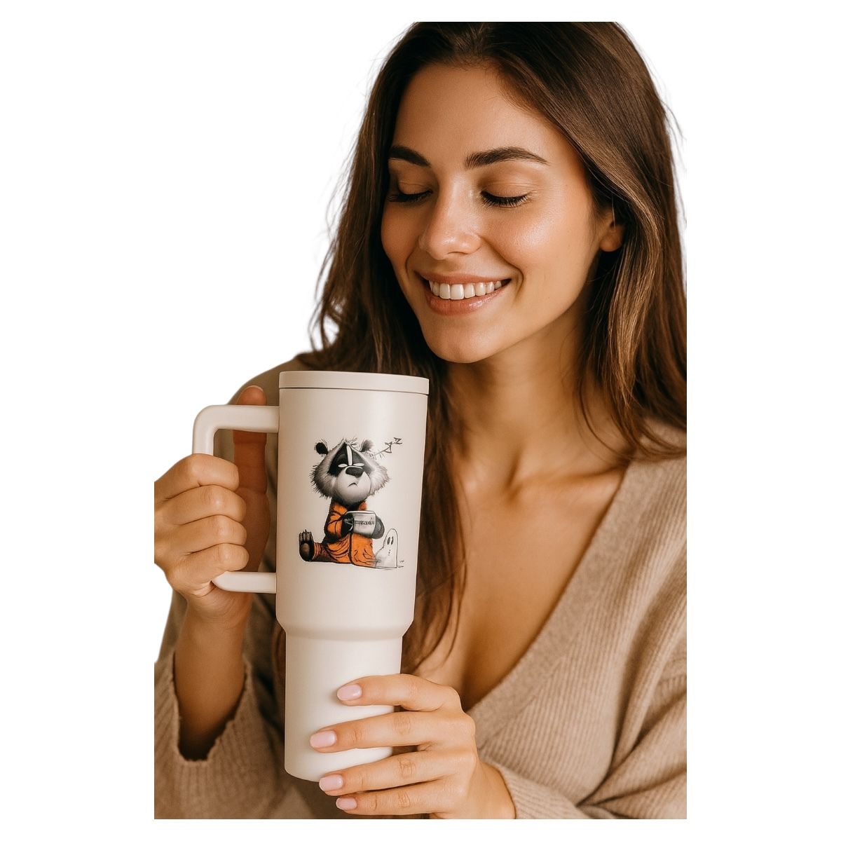 Termo De Acero Inoxidable Macarena Brand Color Blanco Mate Halloween Perros 1.2 Litros