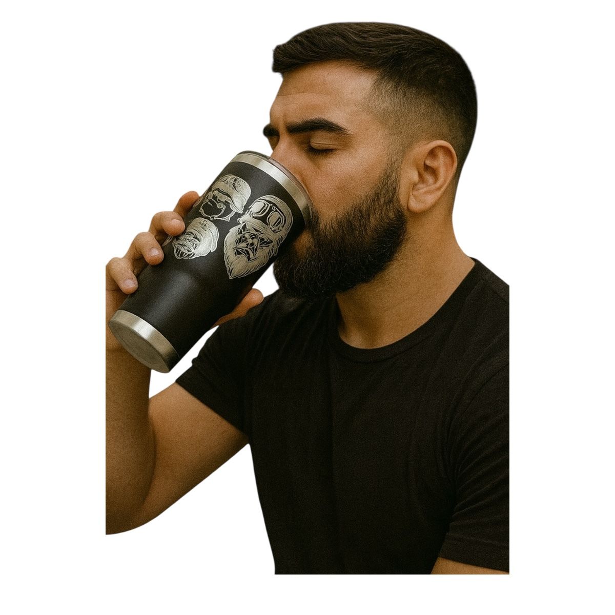 Termo De Acero Inoxidable Macarena Brand Color Negro Animales 887 Mililitros