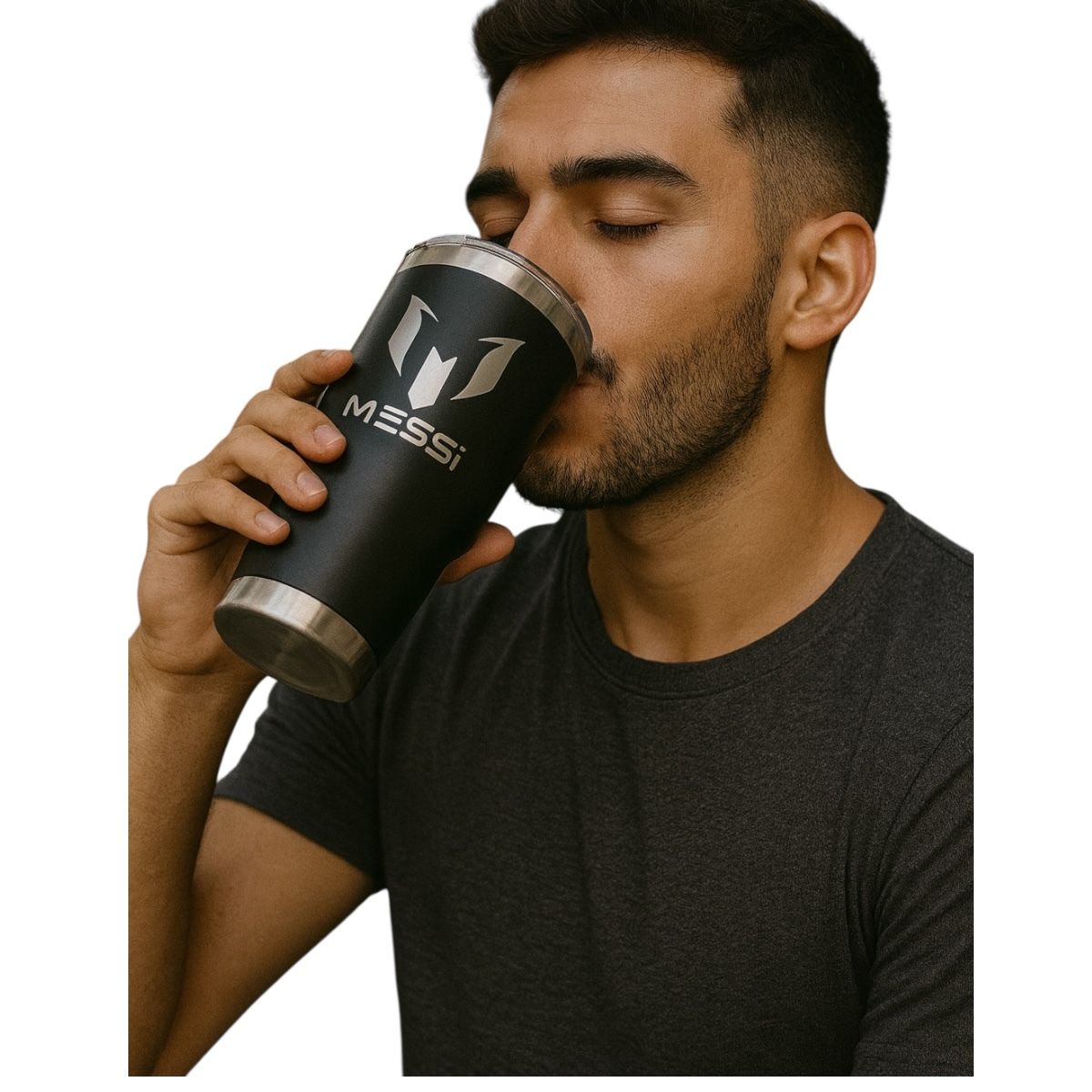 Termo De Acero Inoxidable Macarena Brand Color Negro Messi 887 Mililitros