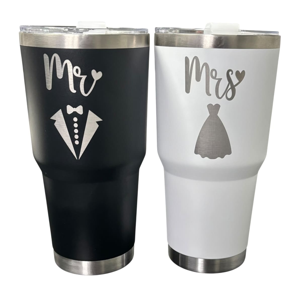 Set De 2 Termos De Acero Inoxidable Macarena Brand Mr Y Ms Color Negro Y Blanco 887 Mililitros