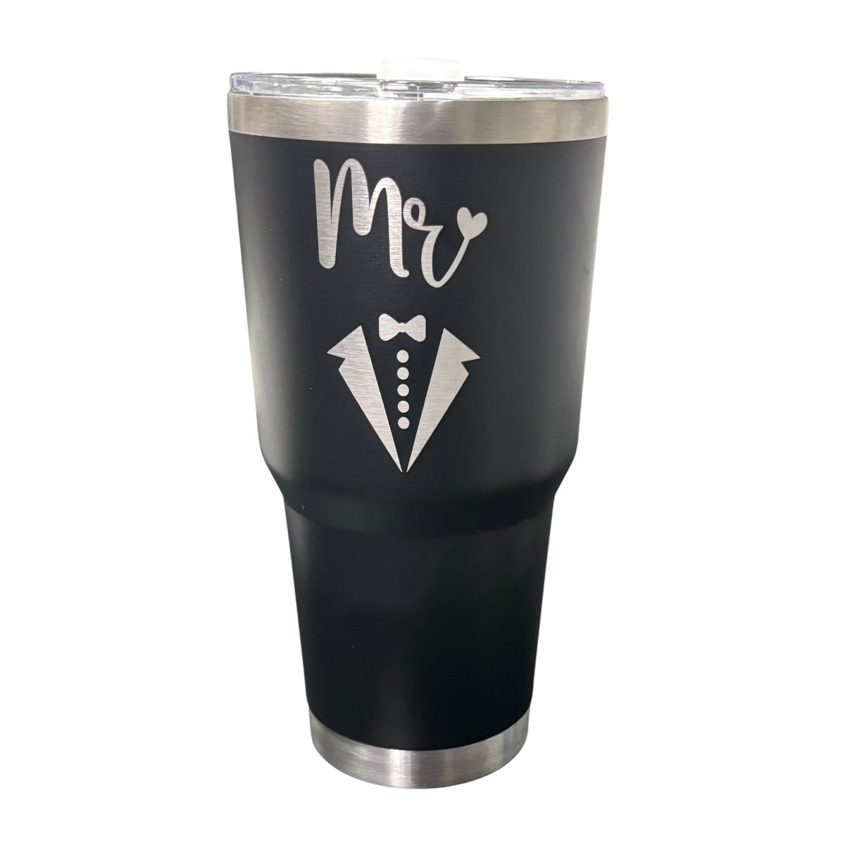 Set De 2 Termos De Acero Inoxidable Macarena Brand Mr Y Ms Color Negro Y Blanco 887 Mililitros