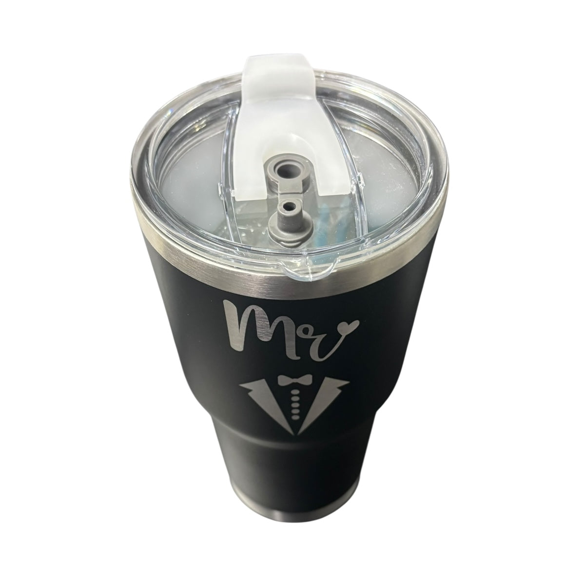 Set De 2 Termos De Acero Inoxidable Macarena Brand Mr Y Ms Color Negro Y Blanco 887 Mililitros