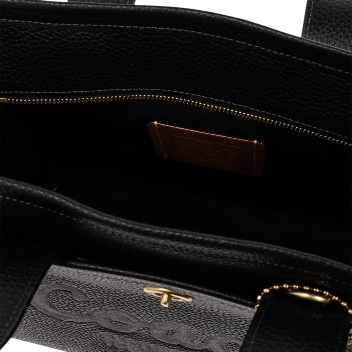 Bolsa Tote Coach Color Negra Cargo Bubble con Logo Bordado