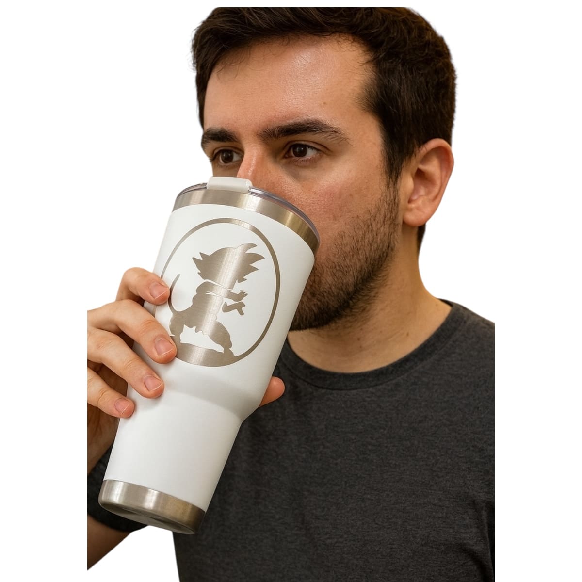 Termo De Acero Inoxidable Macarena Brand Color Blanco Goku 887 Mililitros