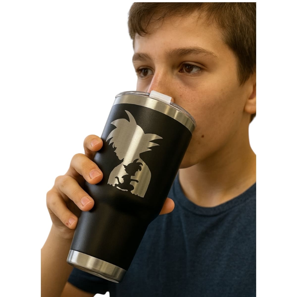 Termo De Acero Inoxidable Macarena Brand Color Negro Goku II 887 Mililitros