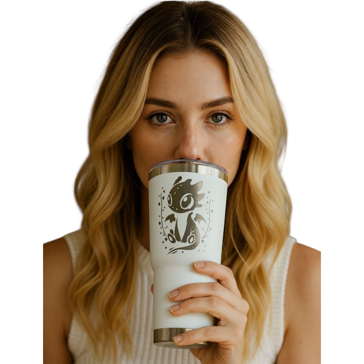 Termo De Acero Inoxidable Macarena Brand Color Blanco Chimuelo 887 Mililitros