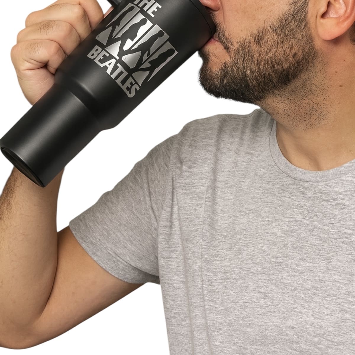 Termo De Acero Inoxidable Macarena Brand Edición Especial The Beatles Color Negro 1.2 Litros