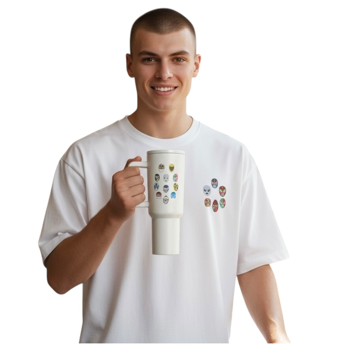 Termo De Acero Inoxidable Macarena Brand Color Blanco Mate Luchadores 1.2 Litros