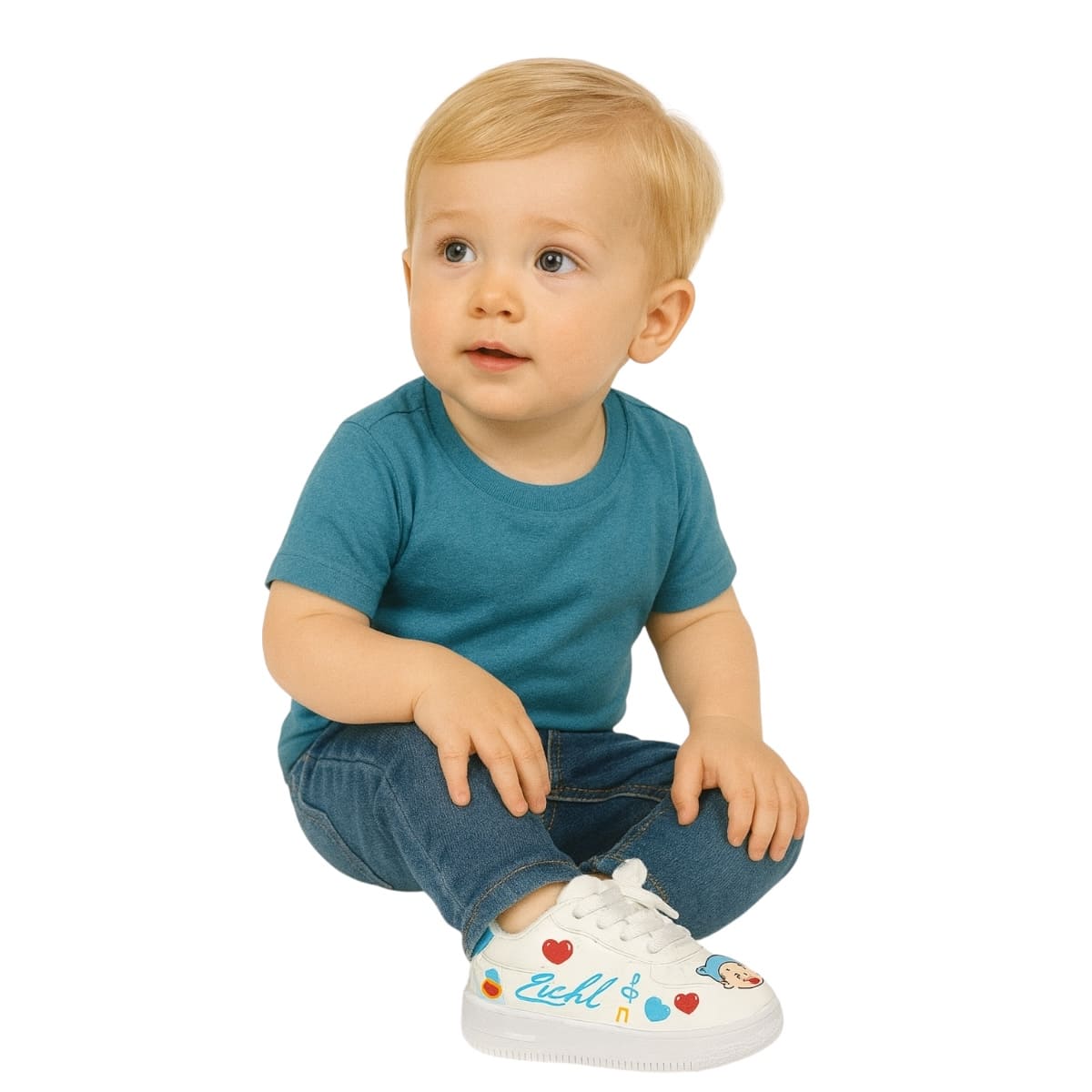 Tenis Bebé Eichh Plim Plim Color Blanco Con Turquesa