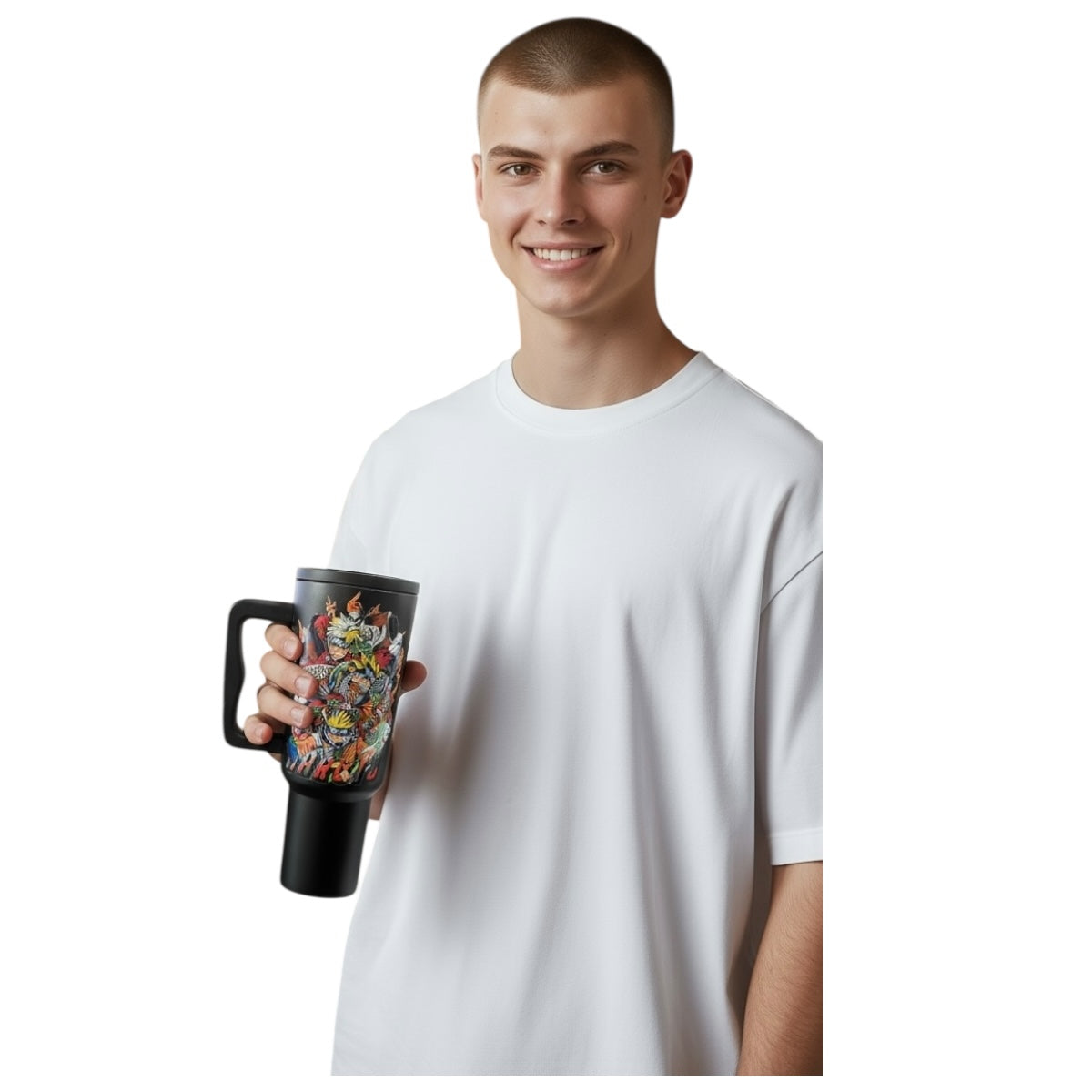 Termo De Acero Inoxidable Negro Mate Naruto 1.2 Litros