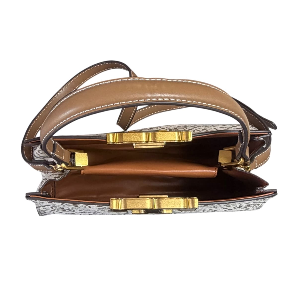 Bolsa Satchel Tory Burch Jacquard Eleanor Color Beige