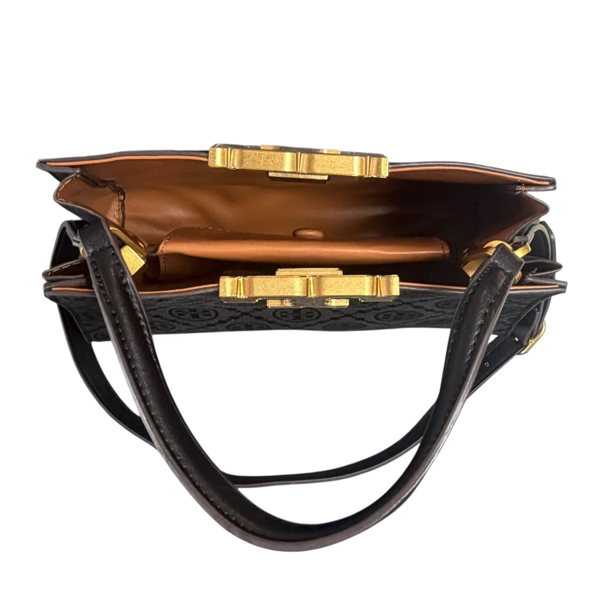 Bolsa Satchel Tory Burch Jacquard Eleanor Color Negro