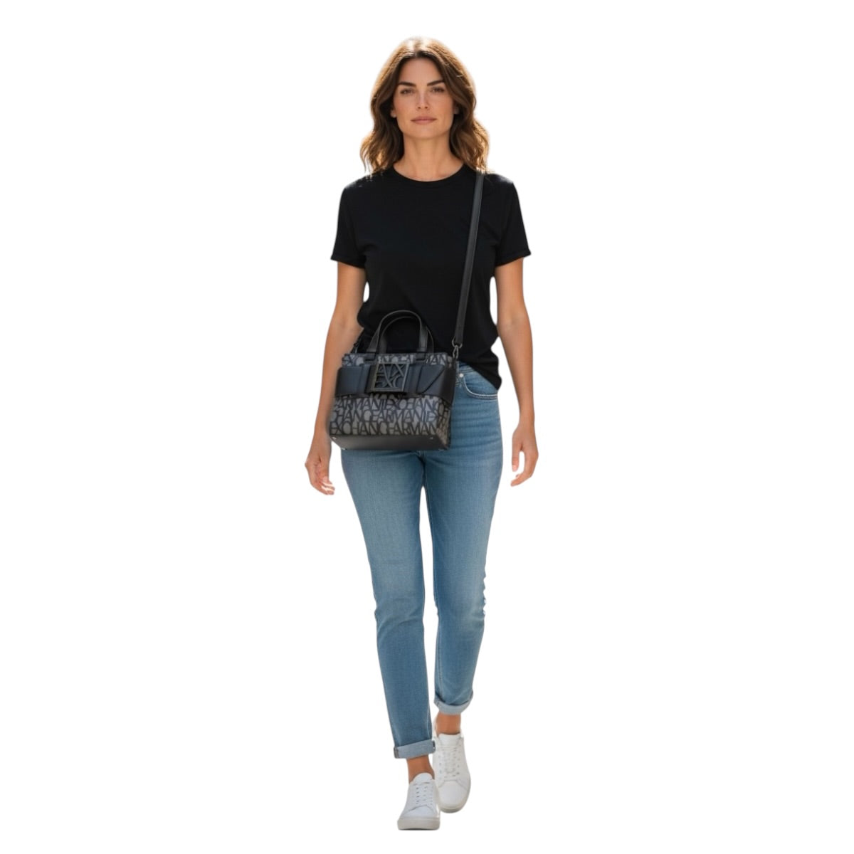 Bolsa Armani Exchange Monogram Shoulder Gris
