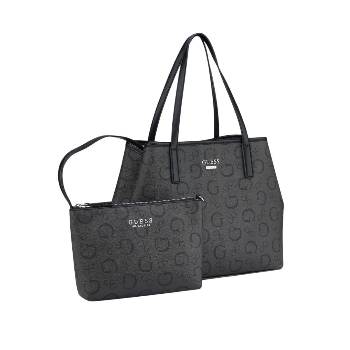 Bolsa de Hombro Guess Gris Mediana con Cosmetiquera