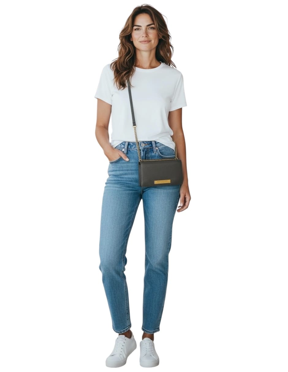 Bolsa Crossbody Kurt Geiger Richmond Mini Dorado Con Negro