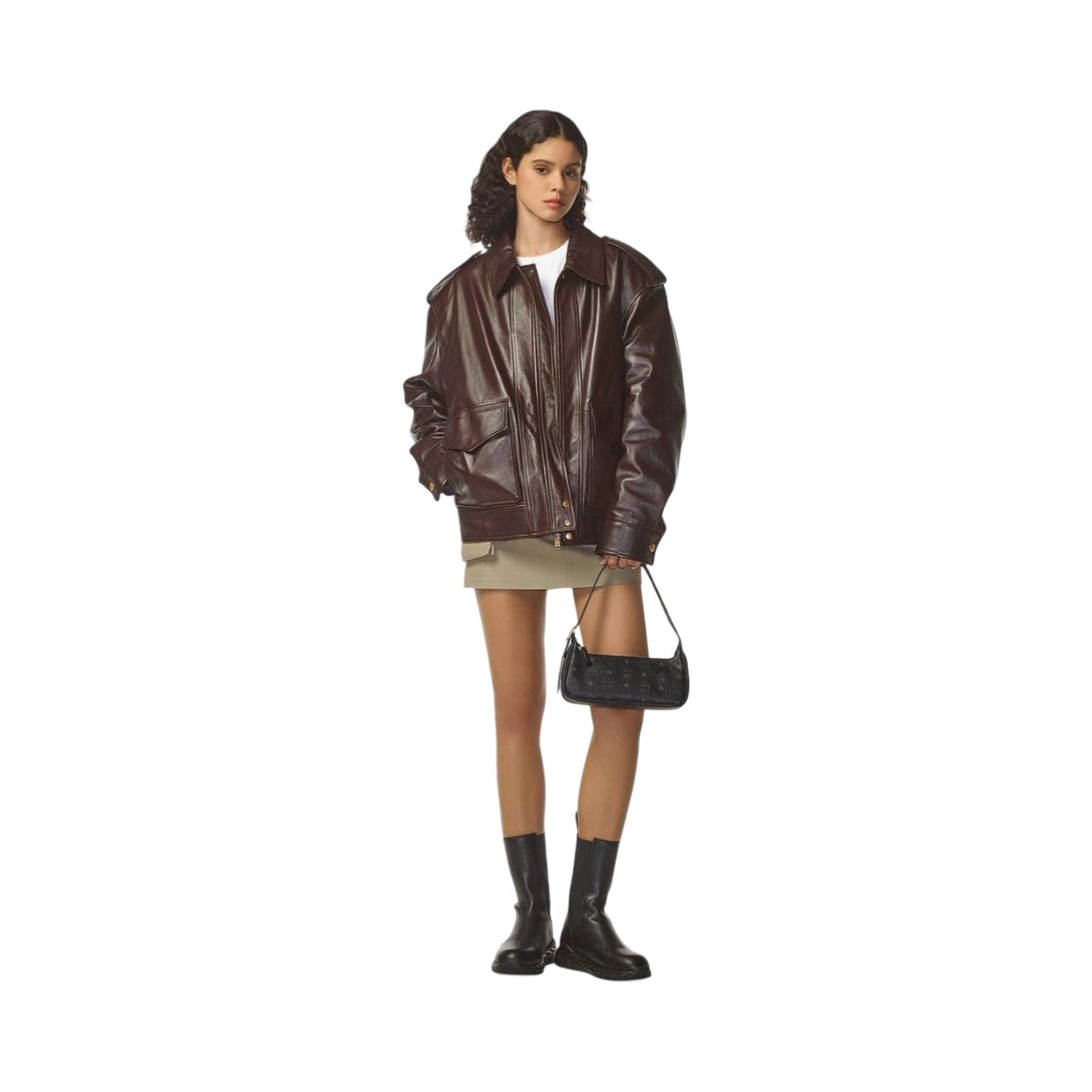 Bolsa Shoulder MCM Aren Visetos Negra