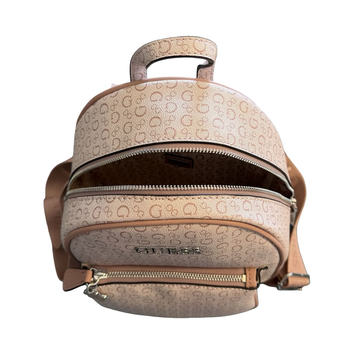 Mochila Mini Guess Monogram Rosa Claro