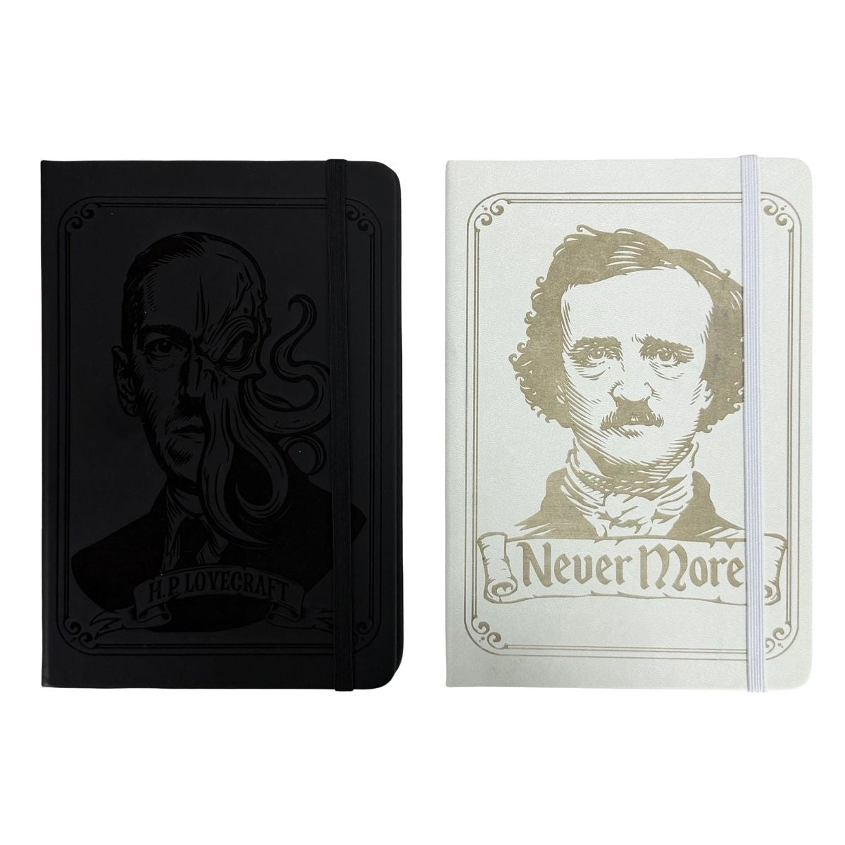 Set De 2 Libretas Pasta Dura Lovecraft Poe Blanco Negro
