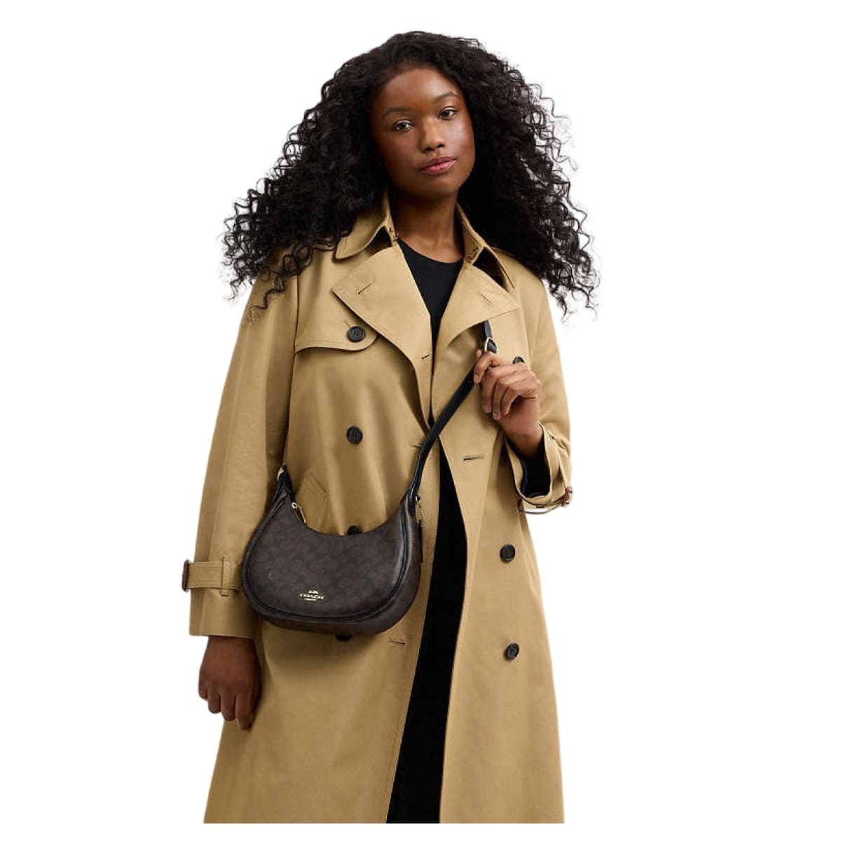 Bolsa Shoulder Coach Emily Café Monogram