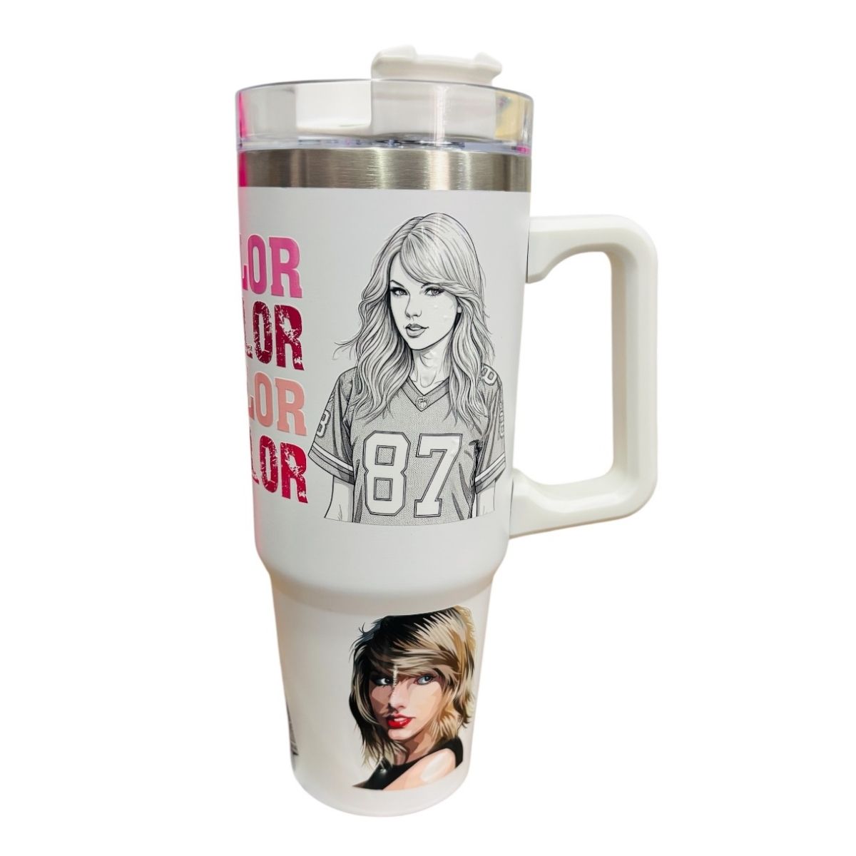 Termo De Acero Inoxidable Macarena Brand Color Blanco Taylor Swift 887 Mililitros