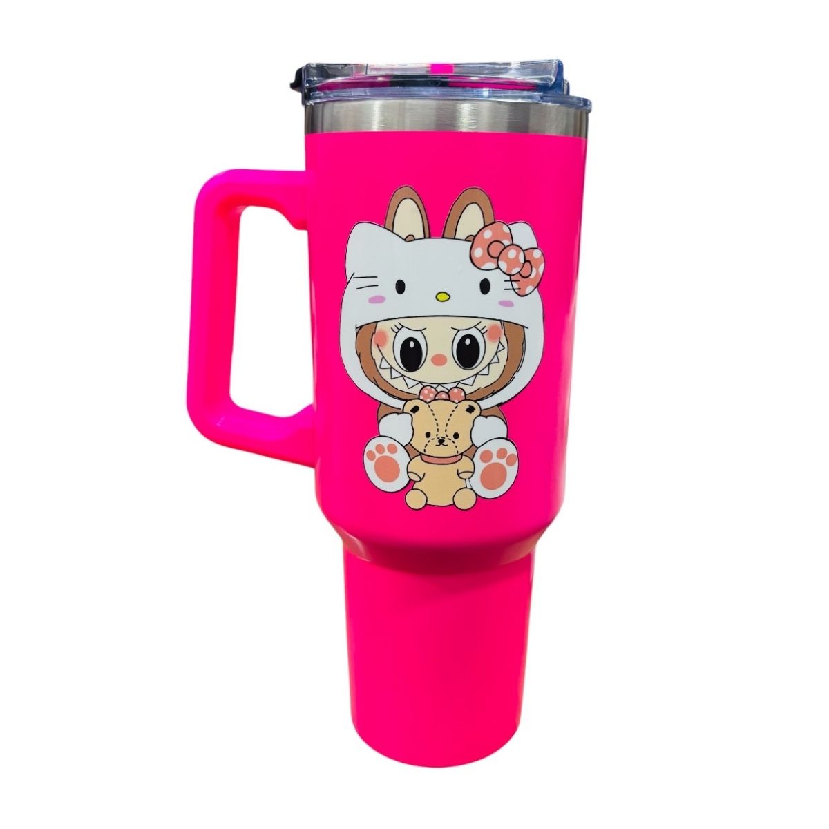 Termo De Acero Inoxidable Maacrena Brand Color Fucsia Labubu 1.2 Litros