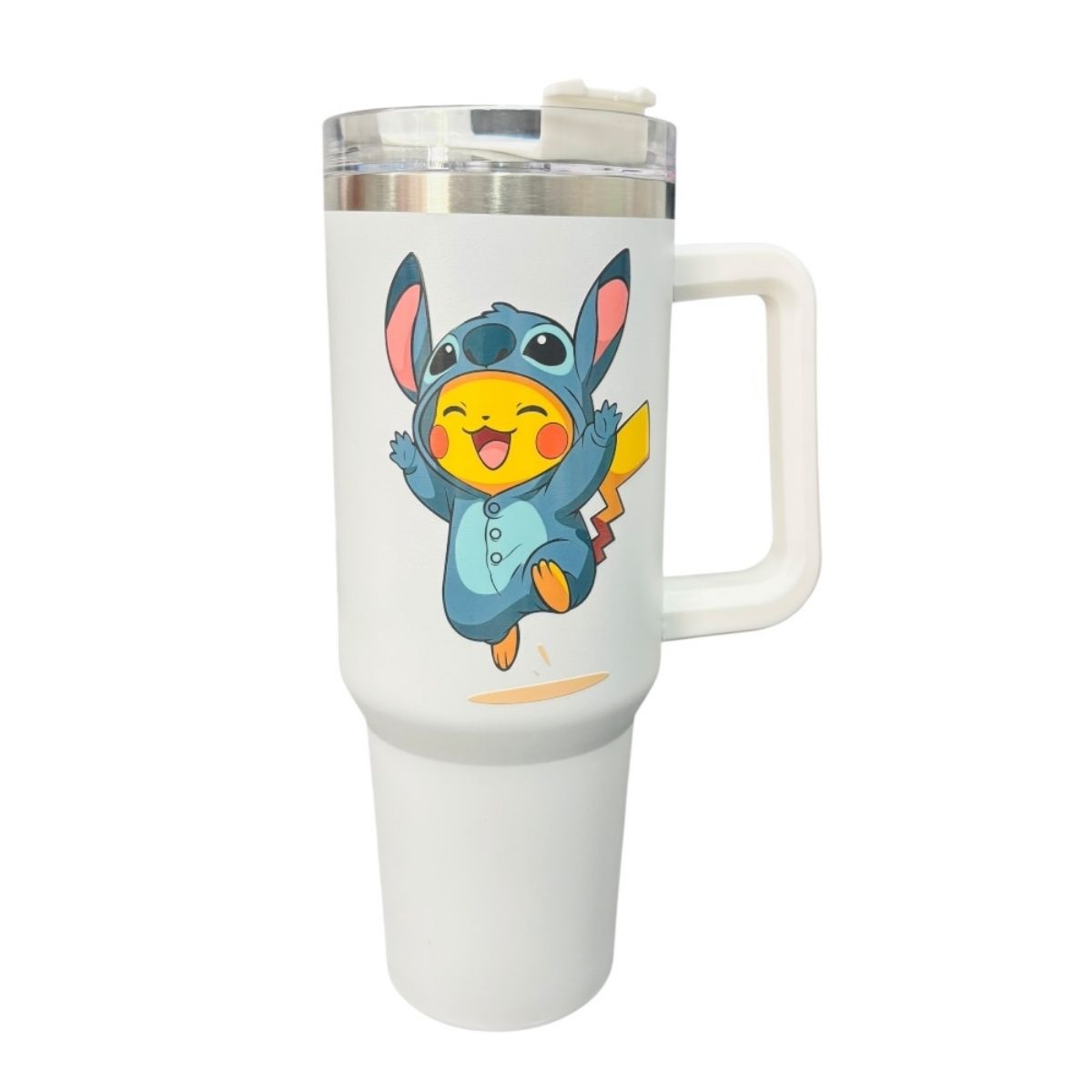 Termo De Acero Inoxidable Macarena Brand Color Blanco Pikachu 1.2 Litros