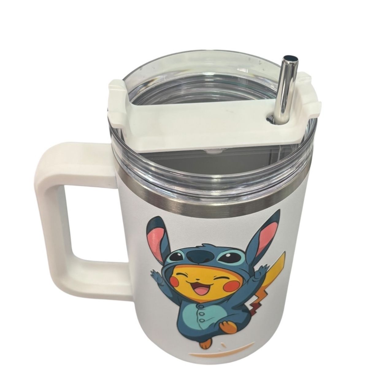 Termo De Acero Inoxidable Macarena Brand Color Blanco Pikachu 1.2 Litros