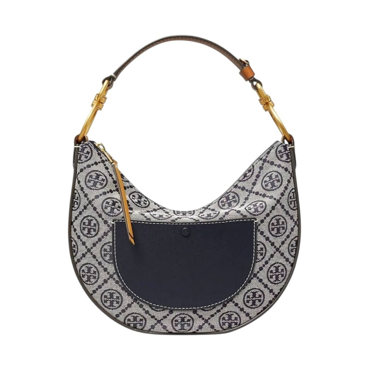 Bolsa Tory Burch Monogram Hobo Jacquard Mini Color Café